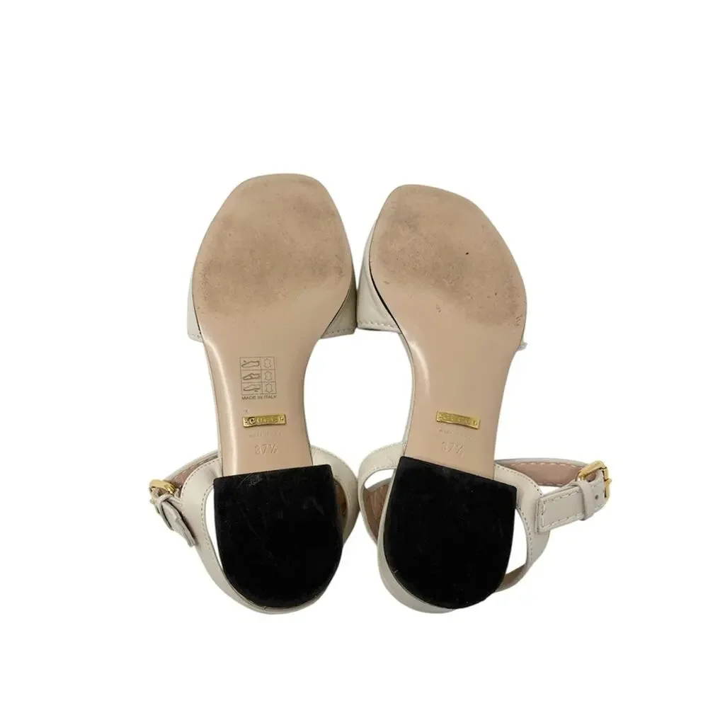 Gucci Baby Horsebit Leather Low Block Heel Sandals Mystic White Ivory Size 37.5